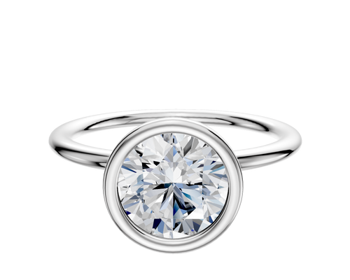 14K White Gold Bezel Full Bezel North/South Classic Dome 1.5mm Engagement Ring