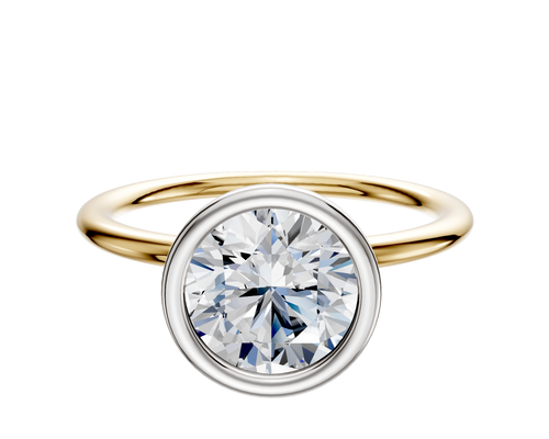 14K Two Tone Bezel Full Bezel North/South Classic Dome 1.5mm Engagement Ring
