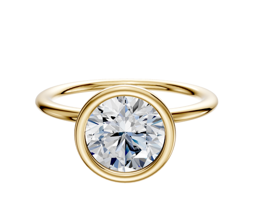 14K Yellow Gold Bezel Full Bezel North/South Classic Dome 1.5mm Engagement Ring