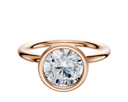 18K Rose Gold Bezel Full Bezel North/South Classic Dome 2.0mm Engagement Ring