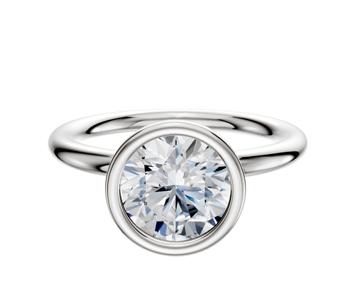 18K White Gold Bezel Full Bezel North/South Classic Dome 2.0mm Engagement Ring