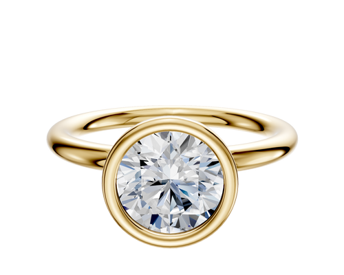 18K Yellow Gold Bezel Full Bezel North/South Classic Dome 2.0mm Engagement Ring