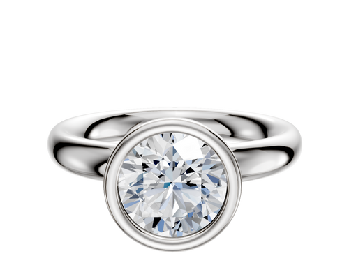 14K White Gold Bezel Full Bezel North/South Classic Dome 3.0mm Engagement Ring