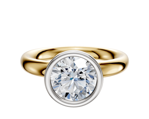 14K Two Tone Bezel Full Bezel North/South Classic Dome 3.0mm Engagement Ring