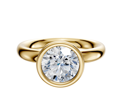 18K Yellow Gold Bezel Full Bezel North/South Classic Dome 3.0mm Engagement Ring