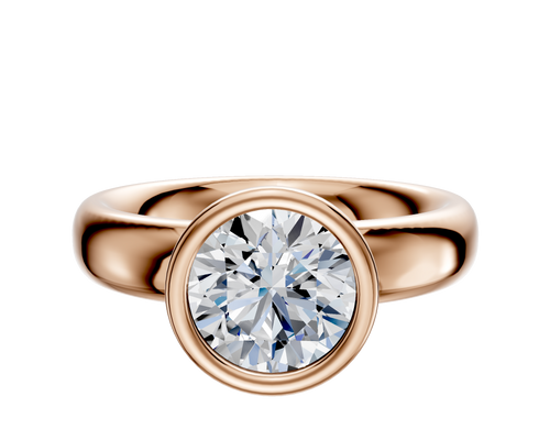 18K Rose Gold Bezel Full Bezel North/South Classic Dome 4.0mm Engagement Ring