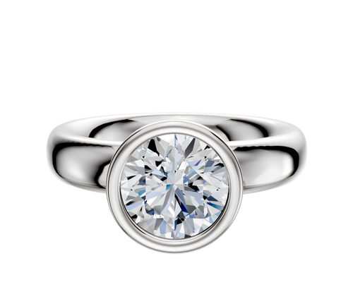 Platinum Bezel Full Bezel North/South Classic Dome 4.0mm Engagement Ring