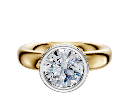 14K Two Tone Bezel Full Bezel North/South Classic Dome 4.0mm Engagement Ring