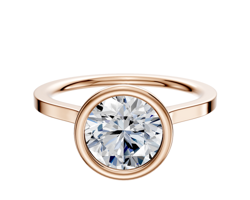 18K Rose Gold Bezel Full Bezel North/South Cathedral Flat 1.5mm Engagement Ring