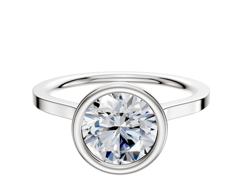 18K White Gold Bezel Full Bezel North/South Cathedral Flat 1.5mm Engagement Ring