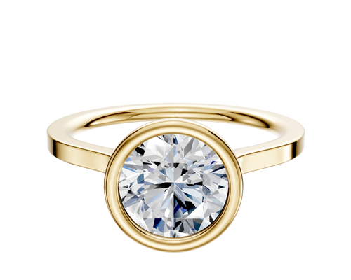 14K Yellow Gold Bezel Full Bezel North/South Cathedral Flat 1.5mm Engagement Ring