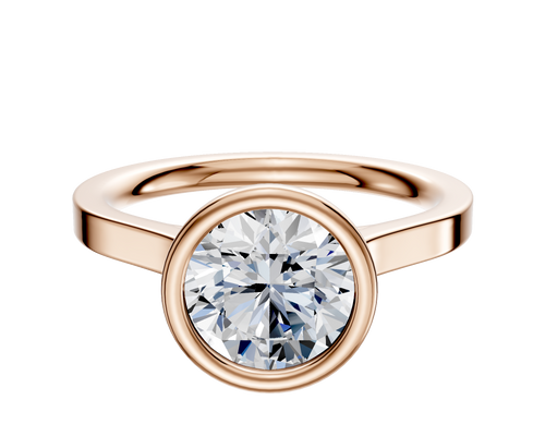 18K Rose Gold Bezel Full Bezel North/South Cathedral Flat 2.0mm Engagement Ring