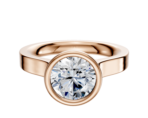 18K Rose Gold Bezel Full Bezel North/South Cathedral Flat 3.0mm Engagement Ring