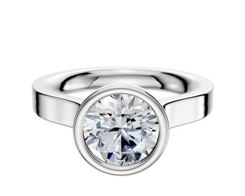 14K White Gold Bezel Full Bezel North/South Cathedral Flat 3.0mm Engagement Ring