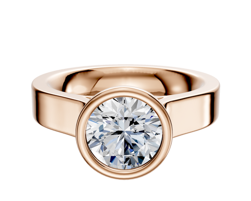 18K Rose Gold Bezel Full Bezel North/South Cathedral Flat 4.0mm Engagement Ring