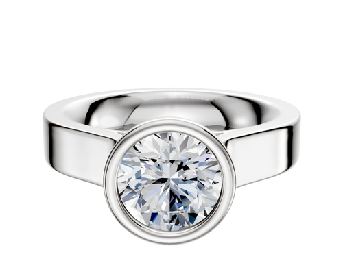 Platinum Bezel Full Bezel North/South Cathedral Flat 4.0mm Engagement Ring