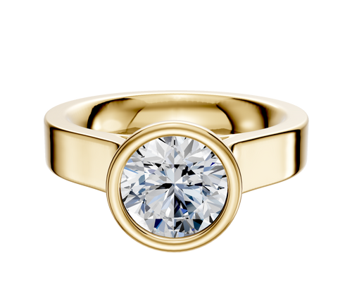 14K Yellow Gold Bezel Full Bezel North/South Cathedral Flat 4.0mm Engagement Ring