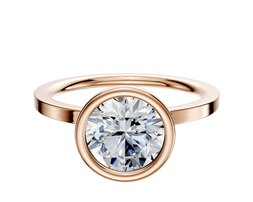 18K Rose Gold Bezel Full Bezel North/South Classic Flat 1.5mm Engagement Ring