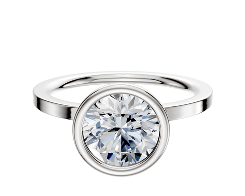 14K White Gold Bezel Full Bezel North/South Classic Flat 1.5mm Engagement Ring