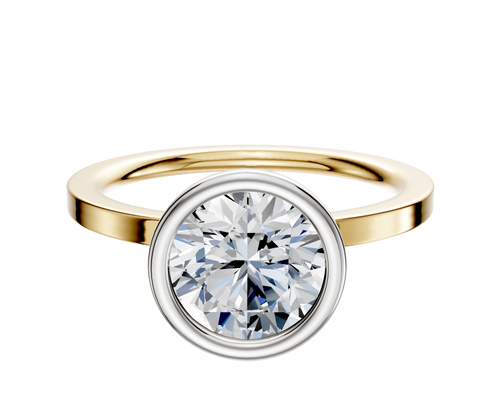 18K Two Tone Bezel Full Bezel North/South Classic Flat 1.5mm Engagement Ring