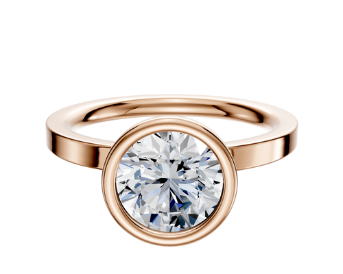 18K Rose Gold Bezel Full Bezel North/South Classic Flat 2.0mm Engagement Ring