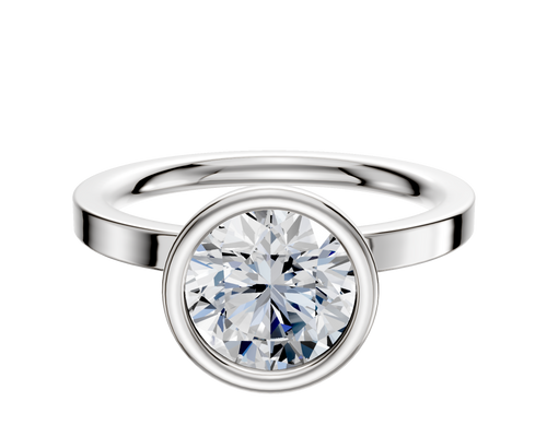 18K White Gold Bezel Full Bezel North/South Classic Flat 2.0mm Engagement Ring