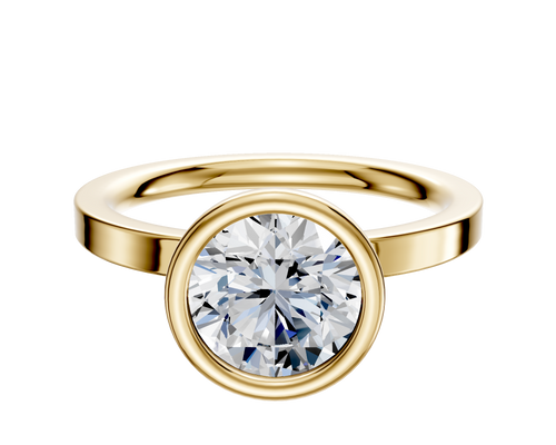 18K Yellow Gold Bezel Full Bezel North/South Classic Flat 2.0mm Engagement Ring