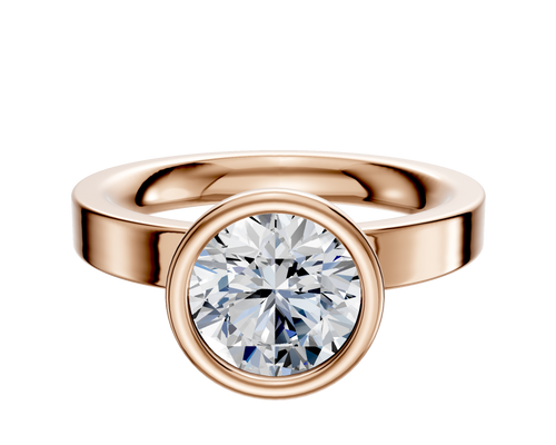 18K Rose Gold Bezel Full Bezel North/South Classic Flat 3.0mm Engagement Ring