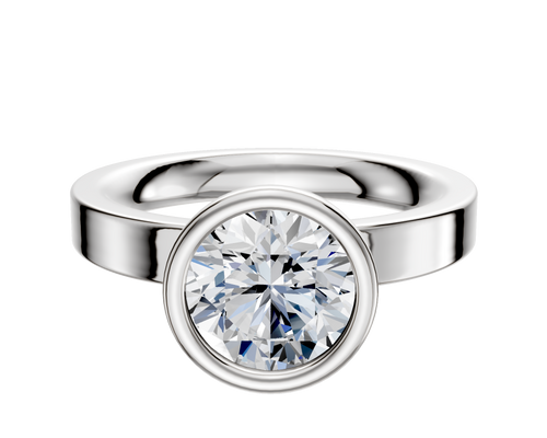 18K White Gold Bezel Full Bezel North/South Classic Flat 3.0mm Engagement Ring