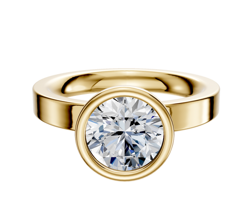 14K Yellow Gold Bezel Full Bezel North/South Classic Flat 3.0mm Engagement Ring
