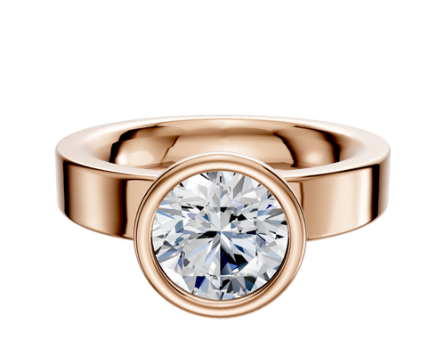18K Rose Gold Bezel Full Bezel North/South Classic Flat 4.0mm Engagement Ring