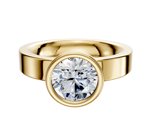 14K Yellow Gold Bezel Full Bezel North/South Classic Flat 4.0mm Engagement Ring