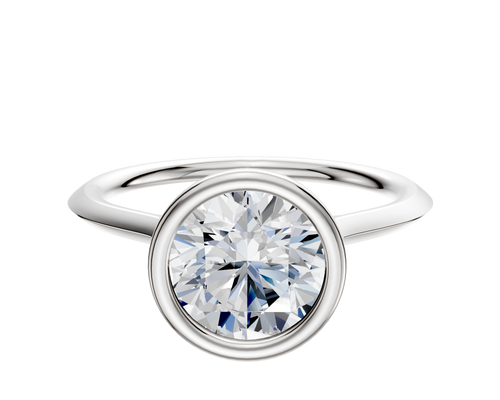 18K White Gold Bezel Full Bezel North/South Cathedral Knife Edge 1.5mm Engagement Ring