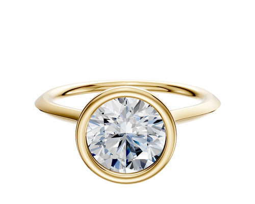 18K Yellow Gold Bezel Full Bezel North/South Cathedral Knife Edge 1.5mm Engagement Ring