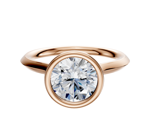 18K Rose Gold Bezel Full Bezel North/South Cathedral Knife Edge 2.0mm Engagement Ring