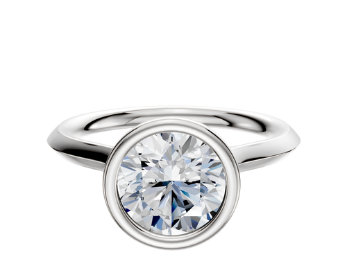 14K White Gold Bezel Full Bezel North/South Cathedral Knife Edge 2.0mm Engagement Ring