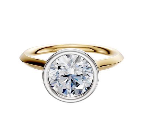 14K Two Tone Bezel Full Bezel North/South Cathedral Knife Edge 2.0mm Engagement Ring