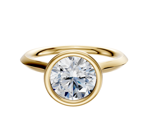 18K Yellow Gold Bezel Full Bezel North/South Cathedral Knife Edge 2.0mm Engagement Ring