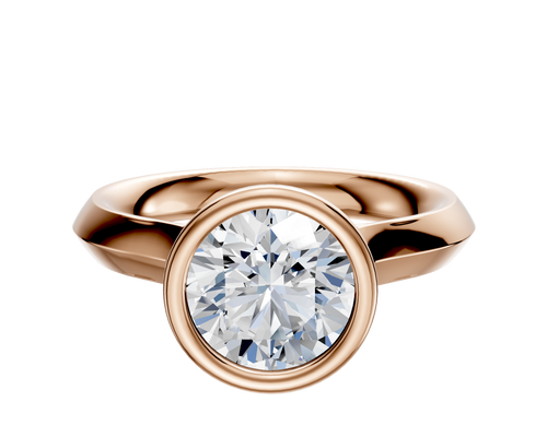 18K Rose Gold Bezel Full Bezel North/South Cathedral Knife Edge 3.0mm Engagement Ring