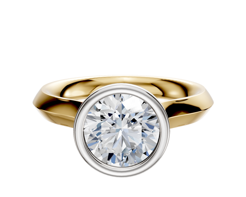 14K Two Tone Bezel Full Bezel North/South Cathedral Knife Edge 3.0mm Engagement Ring