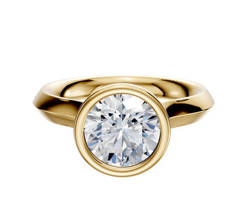 18K Yellow Gold Bezel Full Bezel North/South Cathedral Knife Edge 3.0mm Engagement Ring