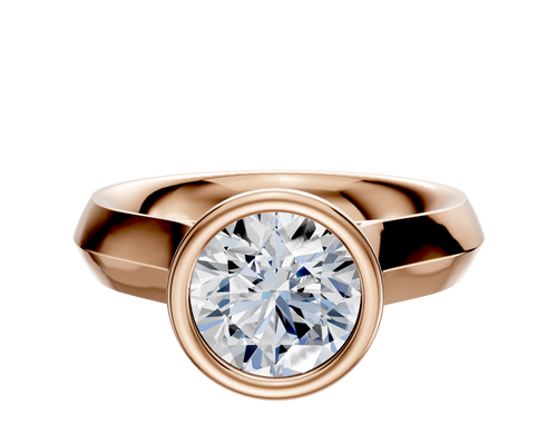 18K Rose Gold Bezel Full Bezel North/South Cathedral Knife Edge 4.0mm Engagement Ring