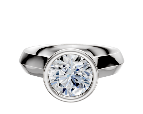 18K White Gold Bezel Full Bezel North/South Cathedral Knife Edge 4.0mm Engagement Ring