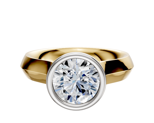 14K Two Tone Bezel Full Bezel North/South Cathedral Knife Edge 4.0mm Engagement Ring