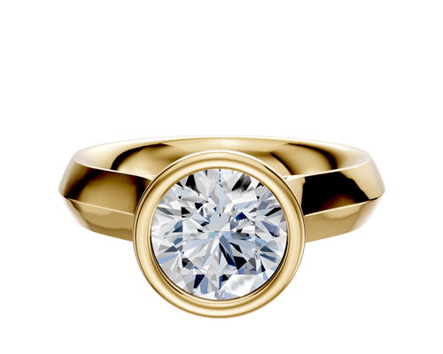 14K Yellow Gold Bezel Full Bezel North/South Cathedral Knife Edge 4.0mm Engagement Ring