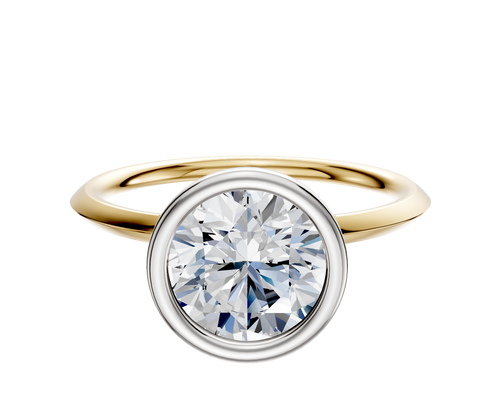 18K Two Tone Bezel Full Bezel North/South Classic Knife Edge 1.5mm Engagement Ring