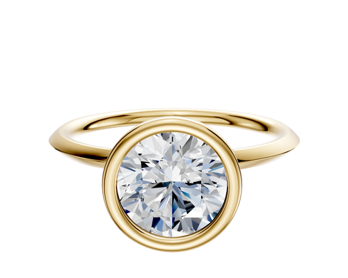 14K Yellow Gold Bezel Full Bezel North/South Classic Knife Edge 1.5mm Engagement Ring