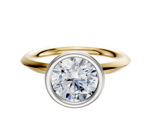 18K Two Tone Bezel Full Bezel North/South Classic Knife Edge 2.0mm Engagement Ring