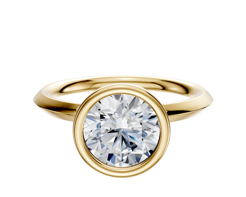 18K Yellow Gold Bezel Full Bezel North/South Classic Knife Edge 2.0mm Engagement Ring