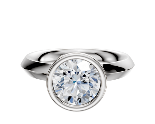 Platinum Bezel Full Bezel North/South Classic Knife Edge 3.0mm Engagement Ring